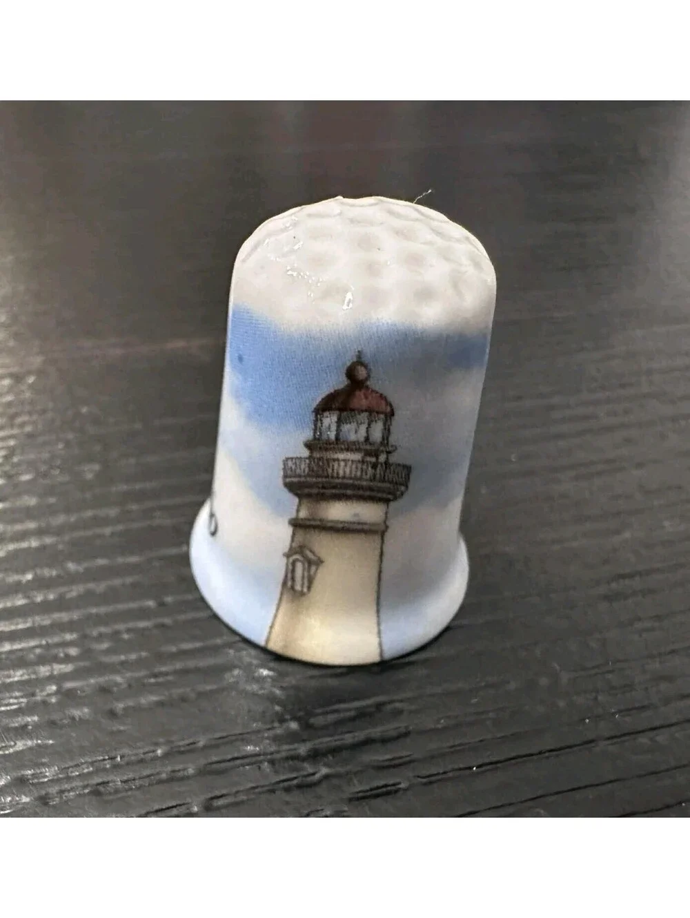 Vtg Treidler Keepsakes Put-in-Bay Ohio Lighthouse Fine Bone China Thimble EUC
